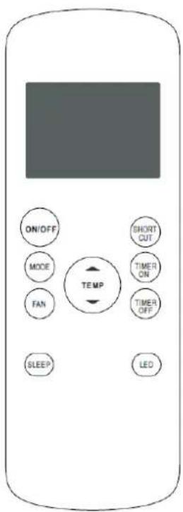ON/OFF MODE FAN SLEEP TEMP SHORT CUT TIMER ON TIMER OFF LED
