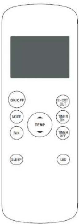ON/OFF MODE FAN SLEEP SHORT CUT TEMP TIMER ON TIMER OFF LED