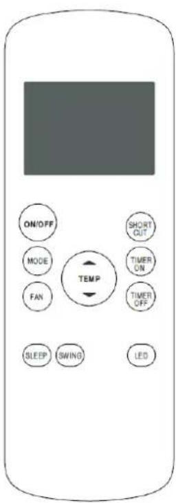 ON/OFF MODE FAN SLEEP SWING SHORT OUT TIMER ON TIMER OFF TEMP LED
