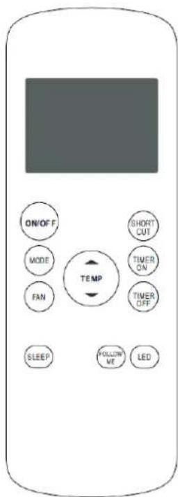 ON/OFF MODE FAN TEMP SHORT CUT TIMER ON TIMER OFF SLEEP FOLLOW ME LED