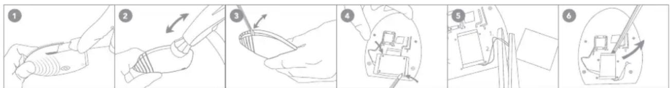 Step-by-step instructions for assembling a mechanical component, showing steps from tool application to final assembly.