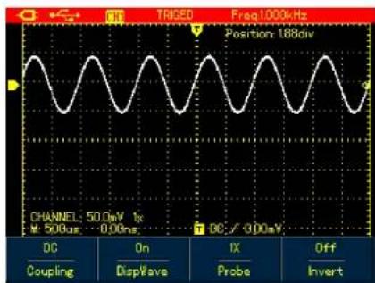 TRISED Freq1000kHz Position: 188div CHANNEL: 50.0mV 1x M 500us - 0.00ns DC Coupling On DispWave IX Probe Off Invert