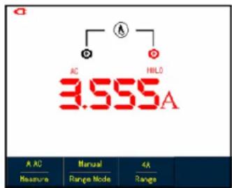 AC HILO 3.555A A AC Manual 4A Measure Range Mode Range