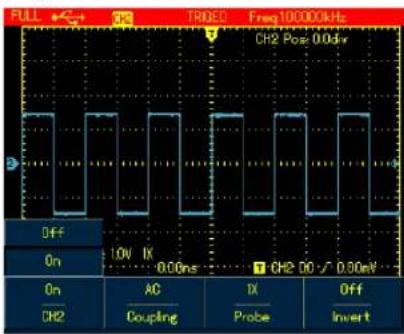 FULL TRI50 Freq100000kHz Ch2 Pos: 0.04V Off On 1.0V 1K 0.00ns CH2 0.0 √ 0.30mV On AC CH2 Coupling IX Probe Off Invert