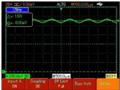 EVA 0.00mV ALTO HPOS:0.00µs 50Hz Δv: 1.0V @v: 0.00mV 200.0kV DC M500.0μs BOff Input A Coupling BP Limit Bias Volt Other ON DC Full B