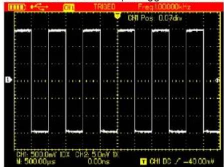 CHI TRIBED Freq: 100000Hz CHI Pos 0.07dv CHI: 500.00V 10X CHI: 5.0mV 1X M: 500.00ps 0.00ns CHI DC √ -40.00mV