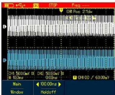 STOP D DH Pos: 2.5kw DH 500.0W IX DH2 500.0W IX N 10.0ns 0.00ns CHI 00 / 60.00sY Main Window Holdoff