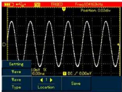 TRIBED Freq104163kHz Position: 0.03div Setting Wave 1.0mV 1K 0.00ns DC √ 0.00mV Wave Type Location Save