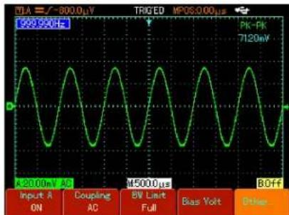 A: 20.00mV AC Input A ON Coupling AC BV Limit Full Bias Volt B Off 500.0 μs PK-PK 7120mV