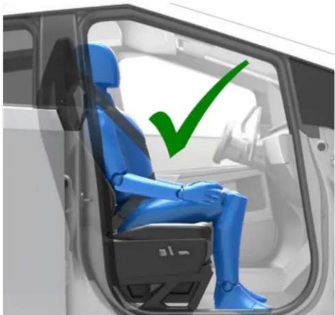 TESLA Cybertruck (2024) - Examples of Correct and Incorrect Seating Positions - 1