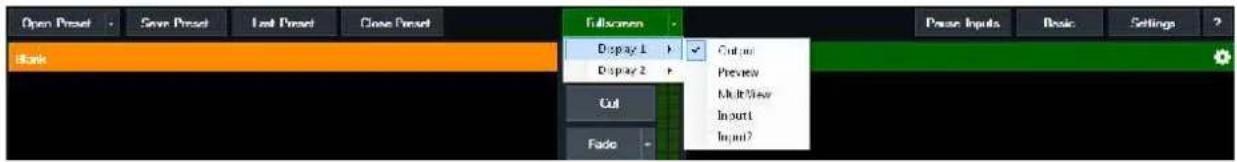 Open Preset Save Preset Last Preset Close Preset Blank Full-screen Display 1 Display 2 Cut Preview Multi-View Input1 Input2 Paste Inputs Basic Settings Cut out