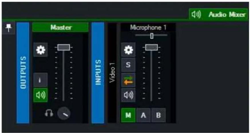 Audio Mixer Master OUTPUTS i Microphone 1 Video 1 S M A B
