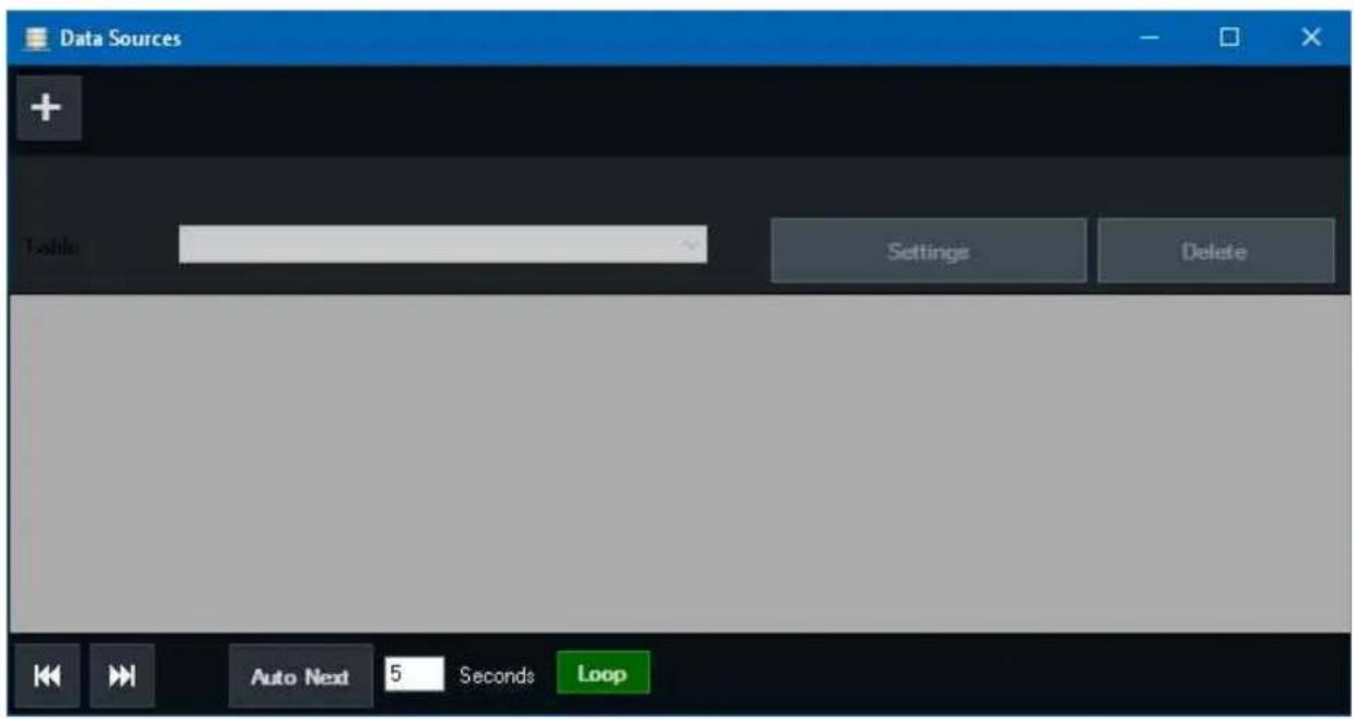 Data Sources + Table: Settings Delete Auto Next 5 Seconds Loop