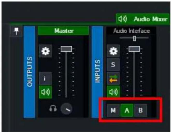 Audio Mixer Master OUTPUTS i OUTPUTS INPUTS Audio Interface M A B