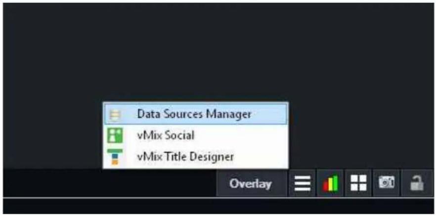Data Sources Manager vMix Social vMix Title Designer Overlay