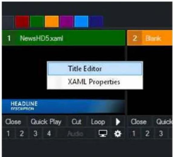 1 NewsHD5 xaml 2 Blank Title Editor XAML Properties HEADLINE DESCRIPTION Close Quick Play Cut Loop Close Quick 1 2 3 4 Audio 1 2 3