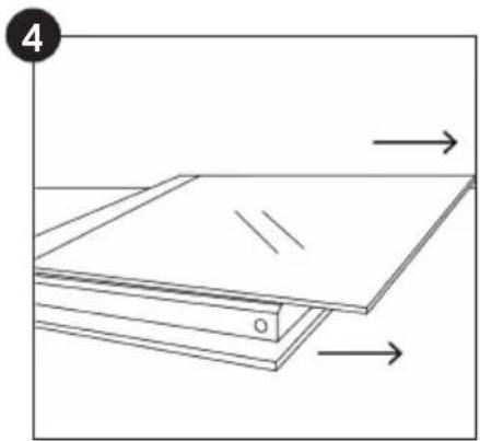 Diagram of a layered panel or sheet with directional arrows indicating movement, no text or symbols present.