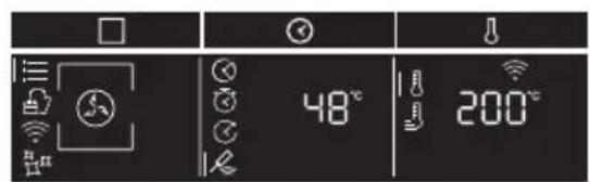 Control panel interface displaying weather icons and temperature readings for a device