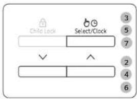 Child Lock Select/Clock ✓ ^