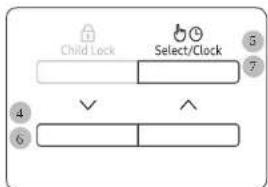 Child Lock Select/Clock ✓ ^