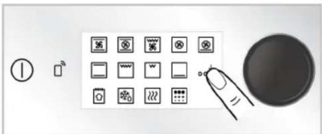 Diagram showing various icons including battery, phone, timer, and control panel with labeled symbols