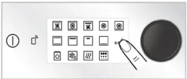 Diagram showing icons and a control panel with various symbols and labels, including battery, switch, and battery icon.