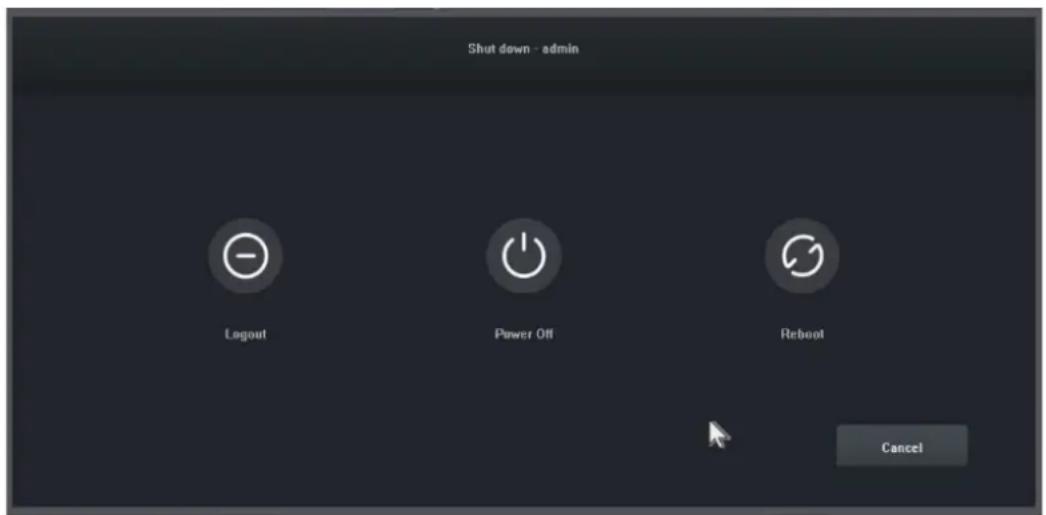 Shut down - admin Logout Power Off Reboot Cancel