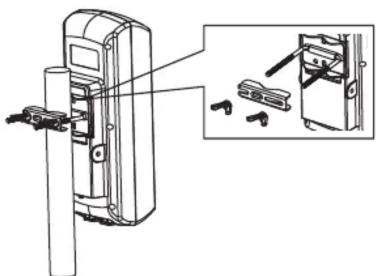 Technical diagram of a door switch mechanism with labeled components and an inset view showing disassembly steps.