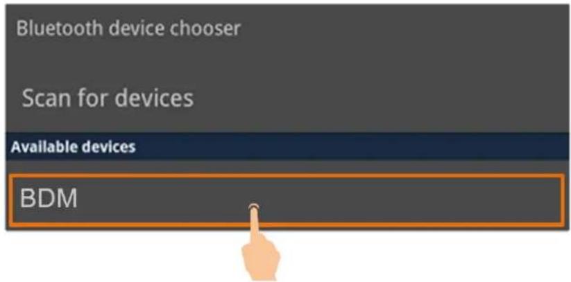 Bluetooth device chooser Scan for devices Available devices BDM