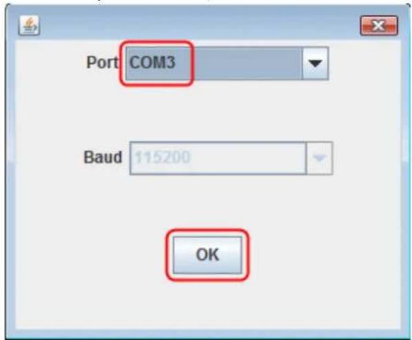 Port COM3 Baud 115200 OK