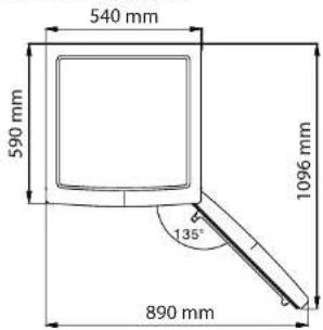 540 mm 590 mm 1096 mm 135° 890 mm