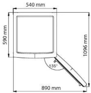 540 mm 590 mm 1096 mm 135° 890 mm