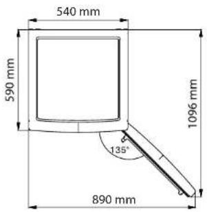 540 mm 590 mm 1096 mm 135° 890 mm