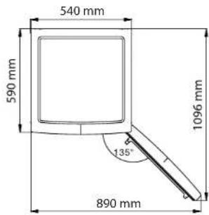 540 mm 590 mm 1096 mm 136° 890 mm