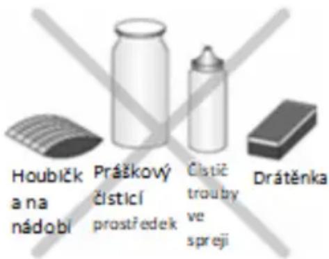 Houblička na nádobí Práškový čistící prostředek Čistící trouby ve spreji Drátěnka