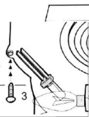 Technical diagram showing mechanical assembly with labeled parts and motion indicators