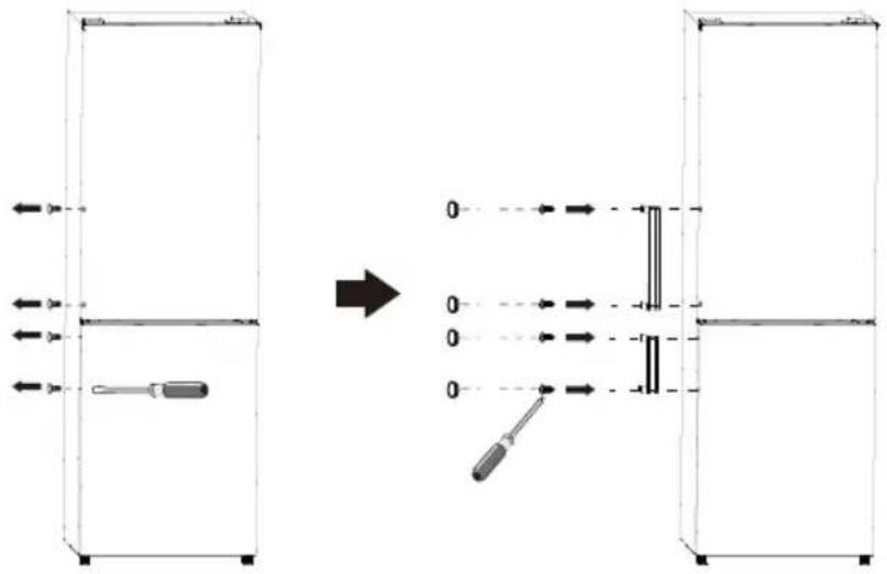 Diagram illustrating a mechanical or electrical setup with a screwdriver and a vertical bar, showing directional flow arrows.