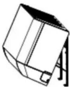 Simple line drawing of a 3D geometric object resembling a cube or block, with no text or symbols present.