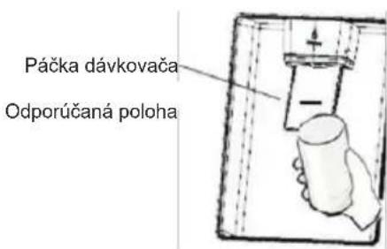 Páčka dávkovača Odporúčaná poloha