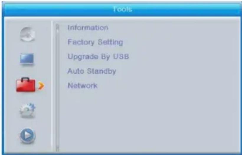 Tools Information Factory Setting Upgrade By USB Auto Standby Network