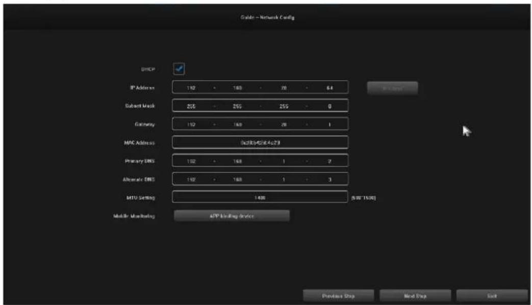 Grade - Network Config DHCP IP Address 192 - 160 - 70 - 64 Subnet Mask 255 - 255 - 255 - 0 Gateway 192 - 160 - 78 - 1 MPI Address (Gd(Rb)26.4c27) Primary DNS 192 - 168 - 1 - 2 Alternate DNS 192 - 168 - 1 - 3 MTU Setting 1400 800*1600 Multiplier Monitoring APP Binding device Previous Stop Next Stop Back