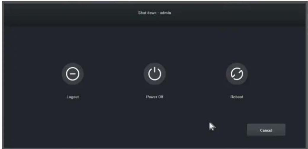 Shut down - admin Logout Power Off Reboot Cancel