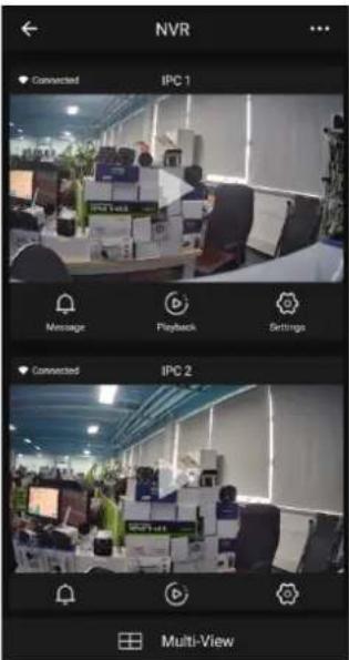 NVR Connected IPC 1 Message Playback Settings Connected IPC 2 Multi-View