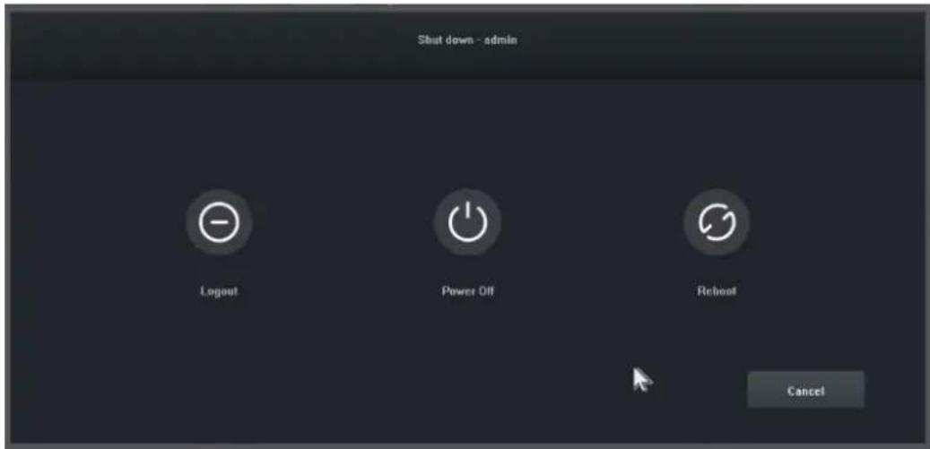 Shut down - admin Logout Power Off Reboot Cancel