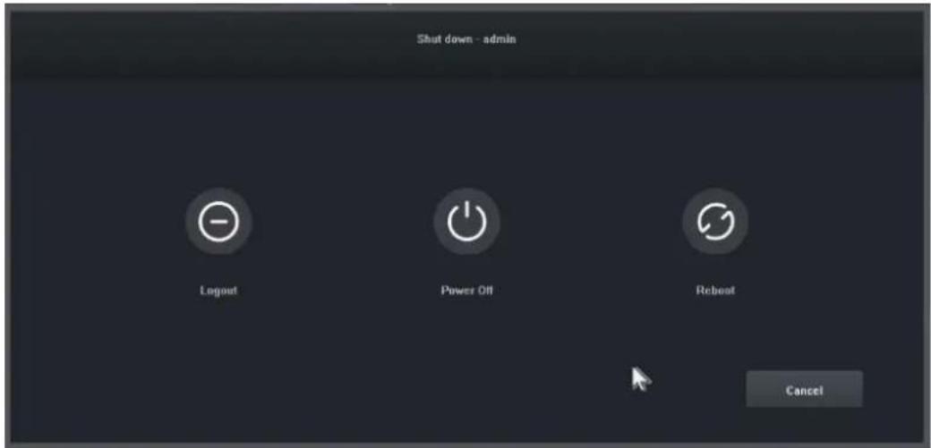 Shut down - admin Logout Power Off Reboot Cancel