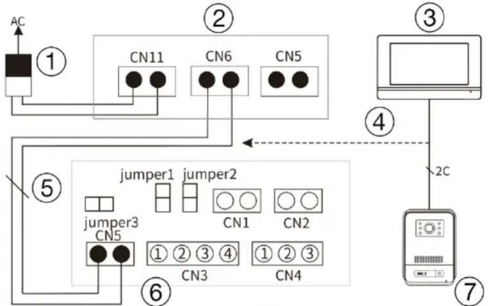 Evolveo DoorPhone AP1 - Részletes csatlakozás A zár diagramjával - 2