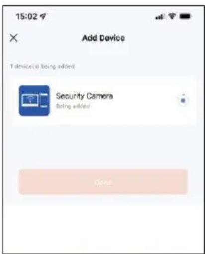 15:02 9 Add Device T device(s) being added Security Camera Being added Go