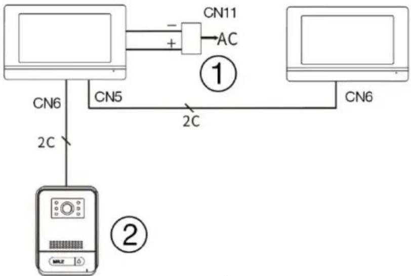 Evolveo DoorPhone AP1 - SCHEMA DE CONECTARE A 2 MONITOARE - FUNCTIA DE INTERFON - 1