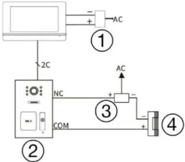 Evolveo DoorPhone AP1 - Podrobné pripojenie So schémou zámku - 1