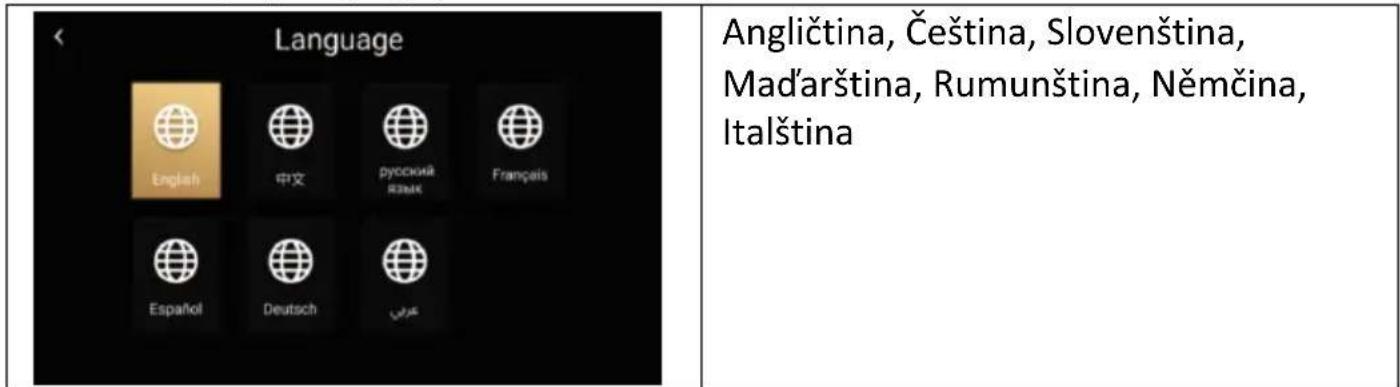 Language Angličtina, Čeština, Slovenština, Mađarština, Rumunština, Němčina, Italština